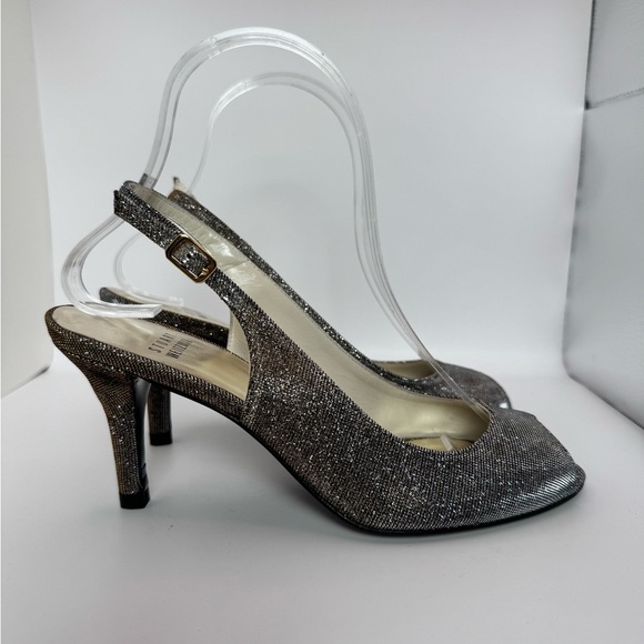 Stuart Weitzman Metallic Peep Toe
Slingback Heel Size 6.5 - Like New! - Picture 10 of 12